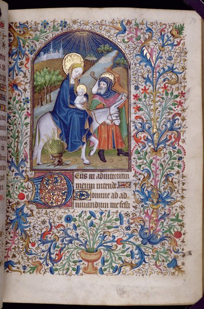 Ms 63 f.73r Die Flucht aus Bethlehem, aus einem Stundenbuch, ca. 1460 von French School